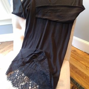 Black Knit Dress with 3" Lace Hem